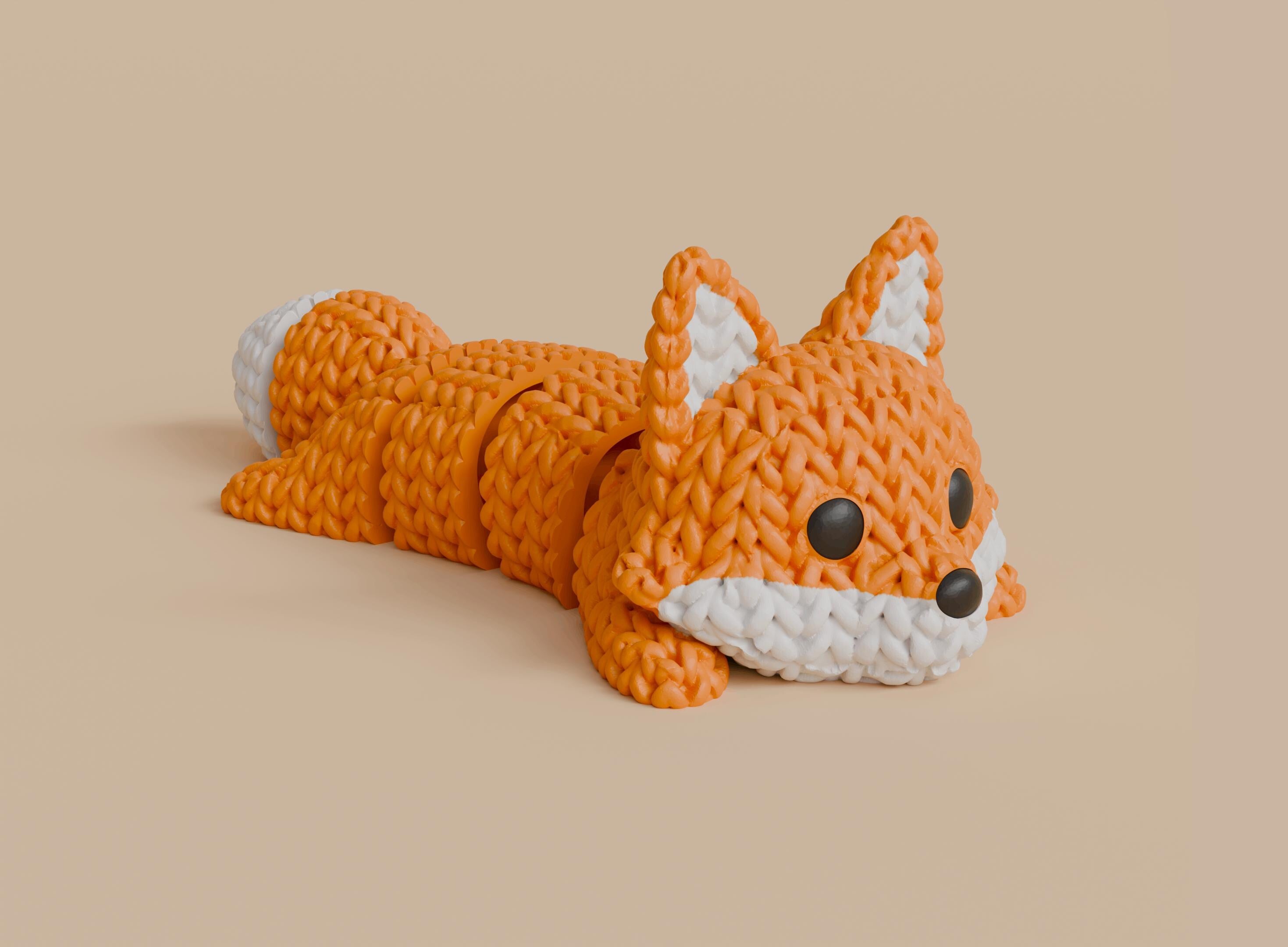 Articulating 3D Printed Animal Figure: Knitted Texture Design.