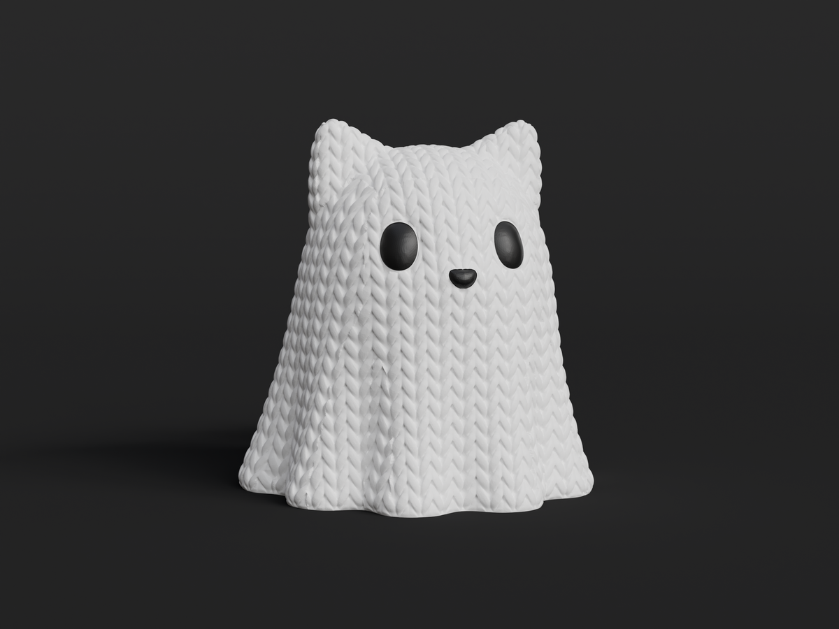 Ghost Cat Figure: Knitted Texture Design