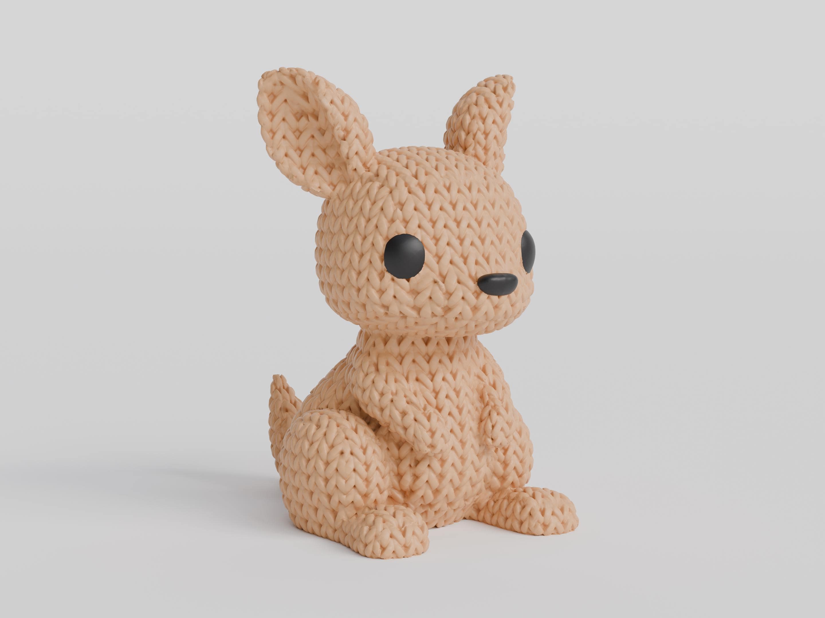 Kangaroo Figure: Knitted Texture Design.