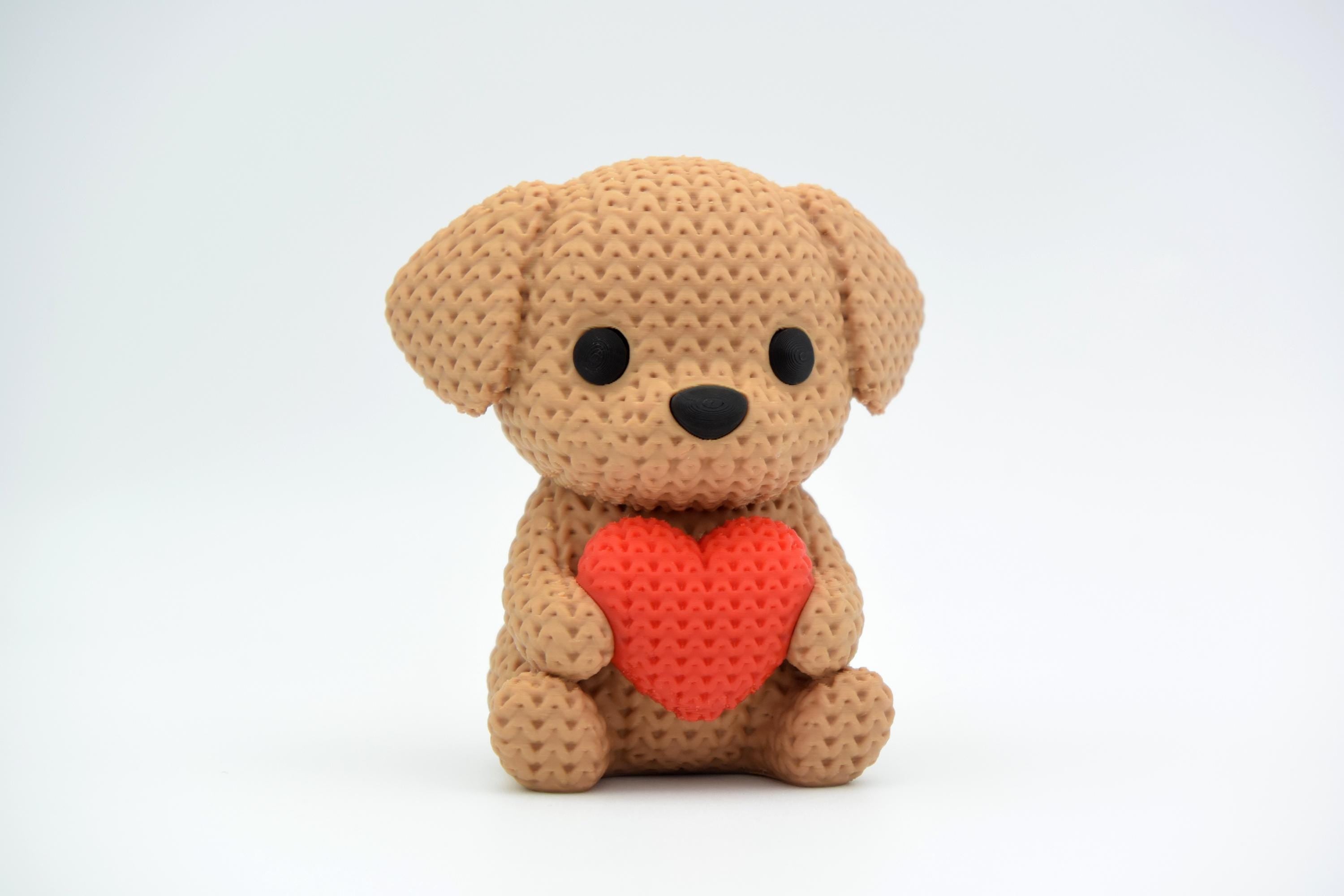 Knitted Animal Figure with Heart.