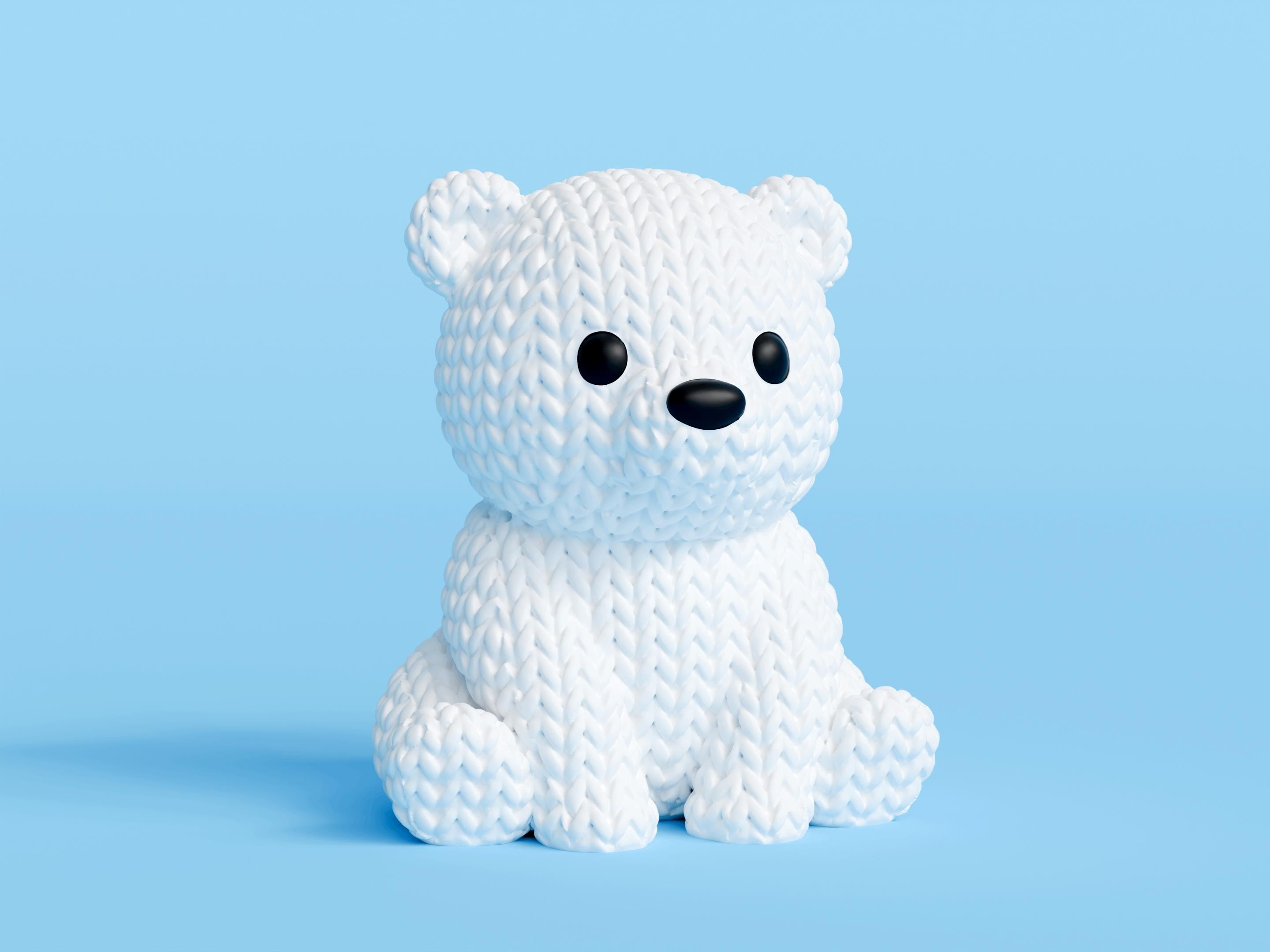 Polar Bear Figure: Knitted Texture Design.