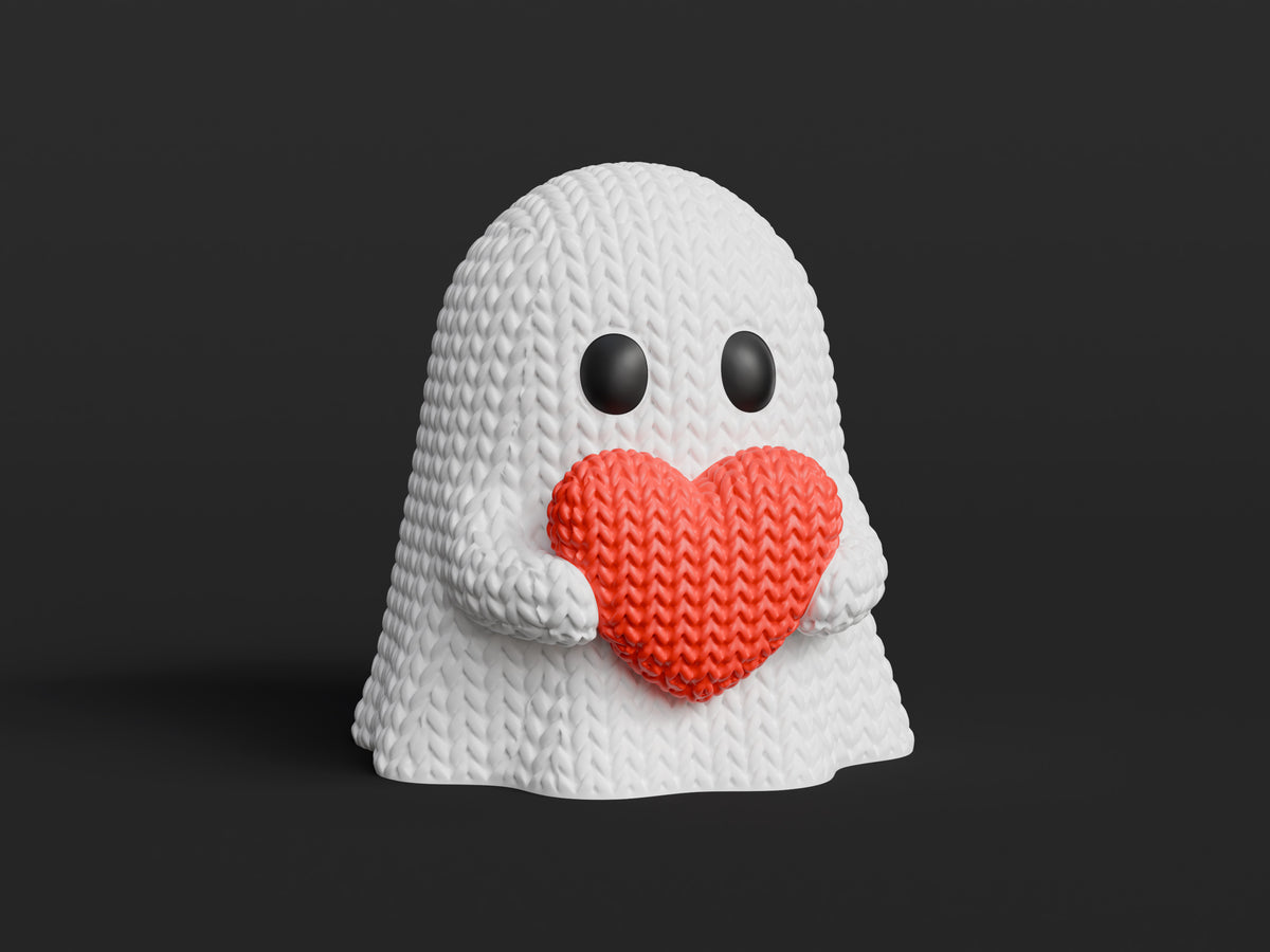 Ghost with Heart Figure: Knitted Texture Design