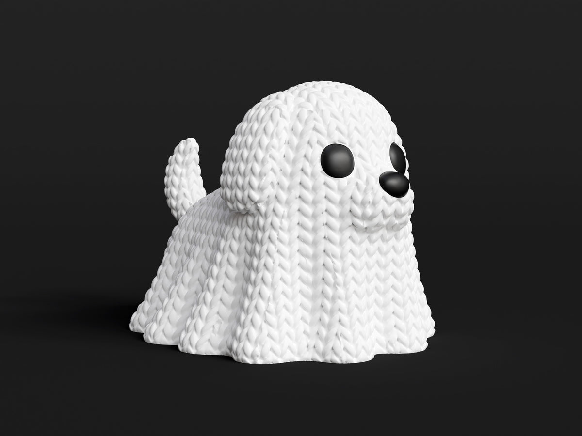 Ghost Dog Figure: Knitted Texture Design