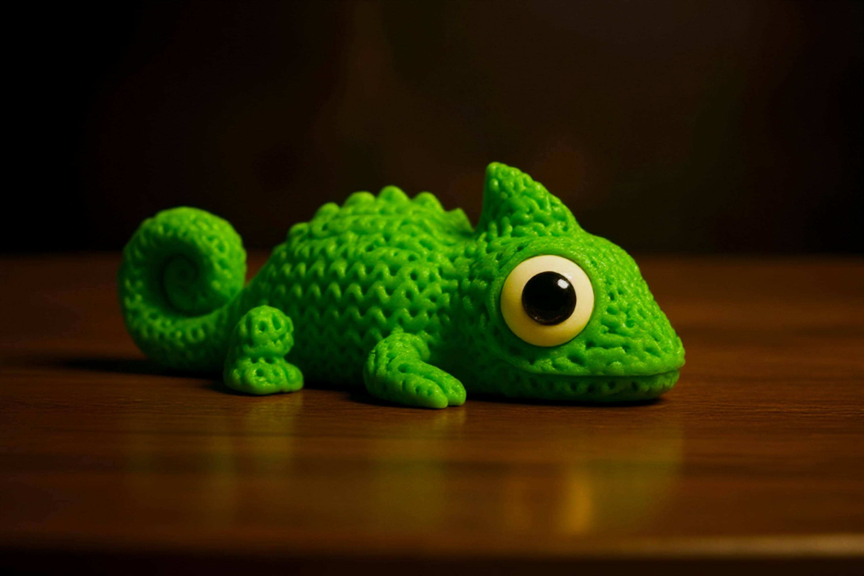 Chameleon Figure: Knitted Texture Design.