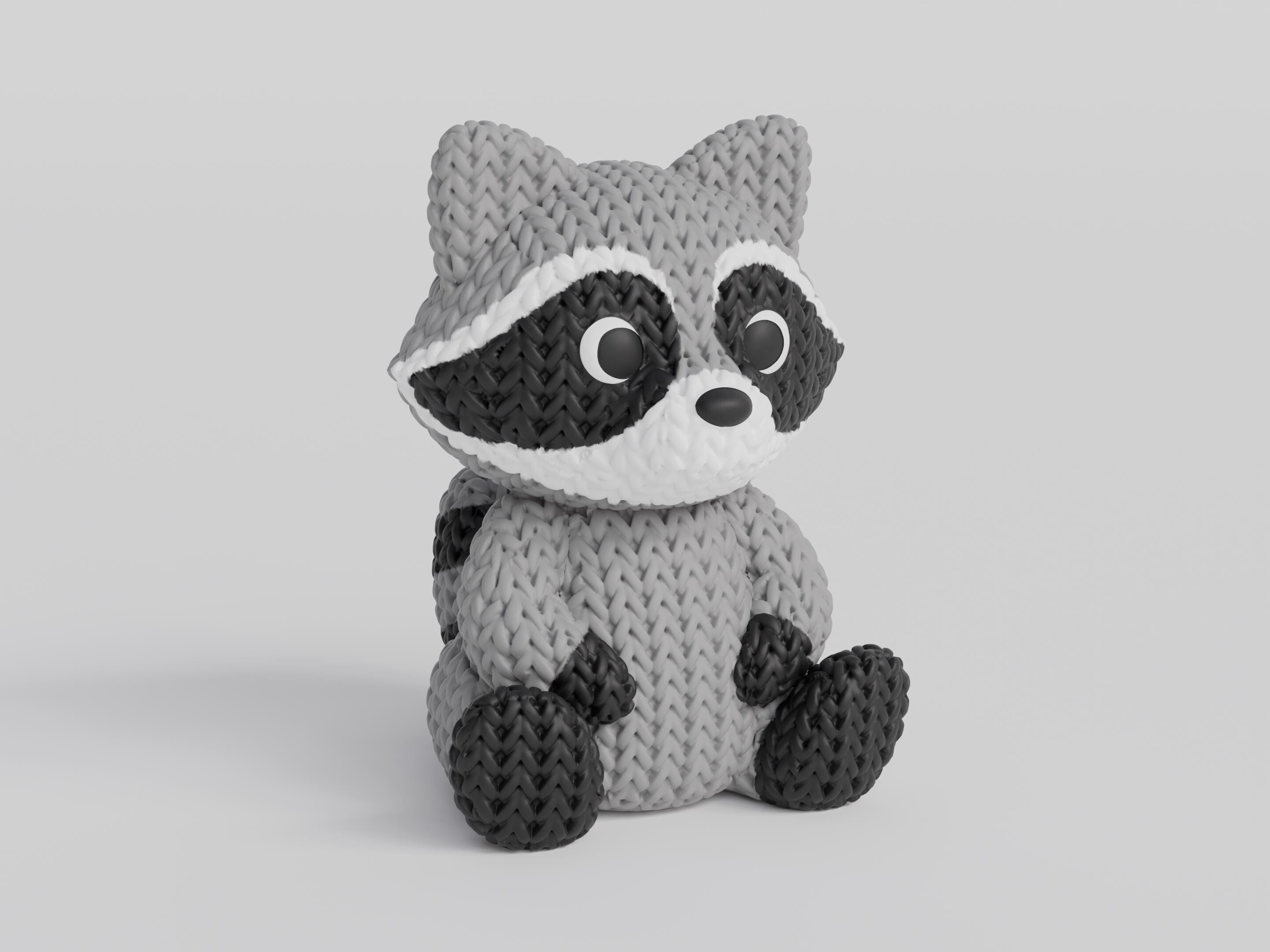 Raccoon Figure: Knitted Texture Design.