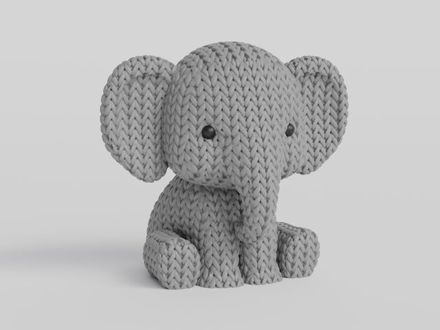 Elephant Figure: Knitted Texture Design.
